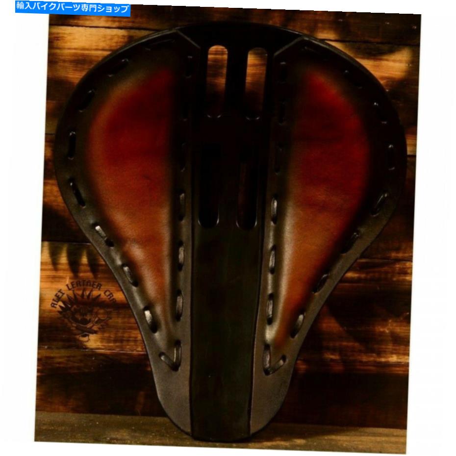 シート ボバーチョッパーカスタムレザーハンドメイドソロシート「4Fourth Saddle Tan」 Bobber Chopper Custom leather handmade Solo Seat \