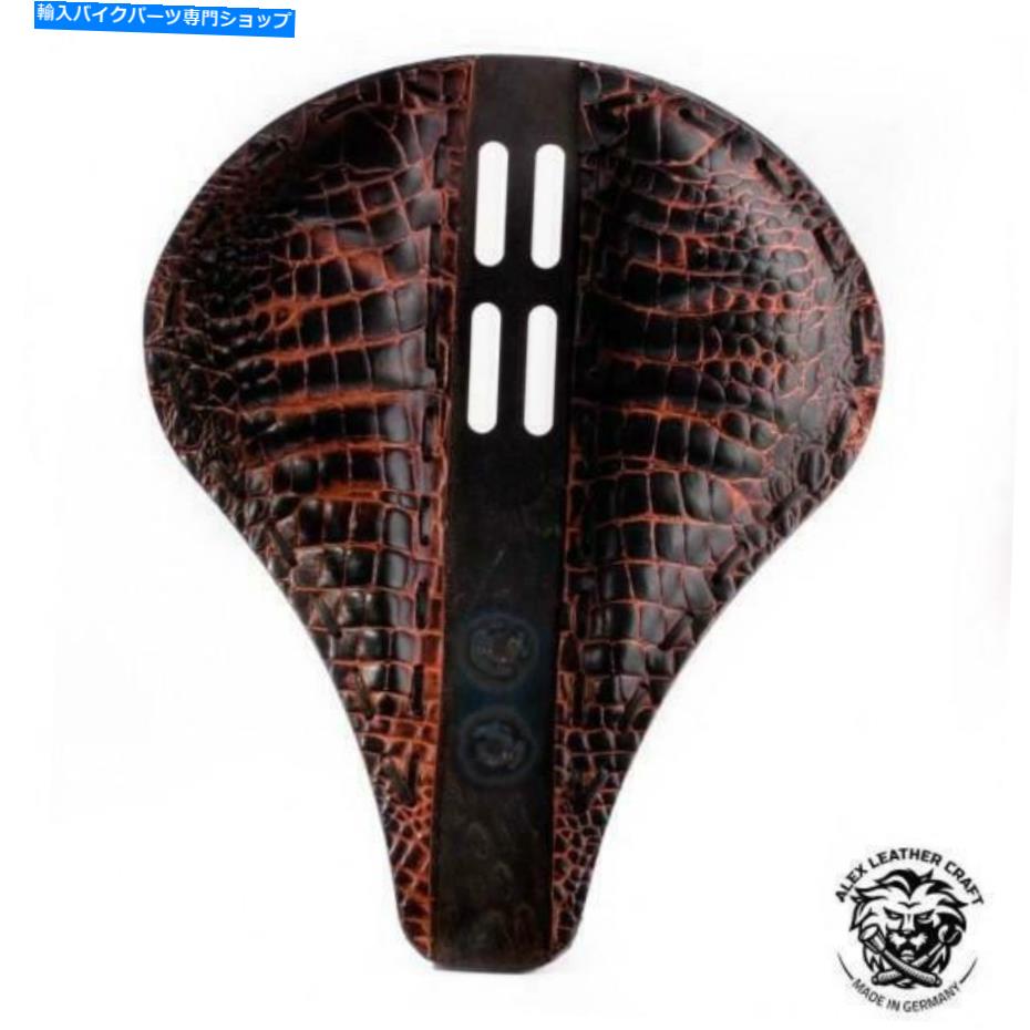 シート ボベルチョッパーカスタムサドルソロシート「ロング4Fourth Croco Saddle Tan」 Bobber Chopper Custom Saddle Solo Seat \