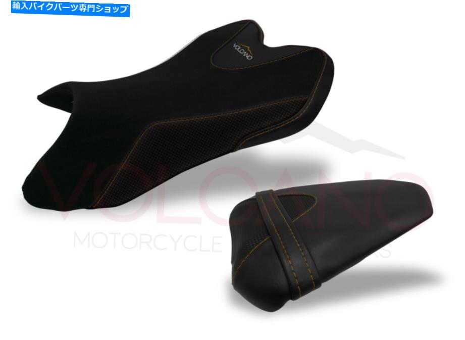 シート yaMaha yzf R1 2007-2008火山デザインシートカバーブラックY048CE12 Fit Yamaha Yzf R1 2007-2008 Volcano Design Seat Cover Black With Golden Y048Ce12【並行輸入品】