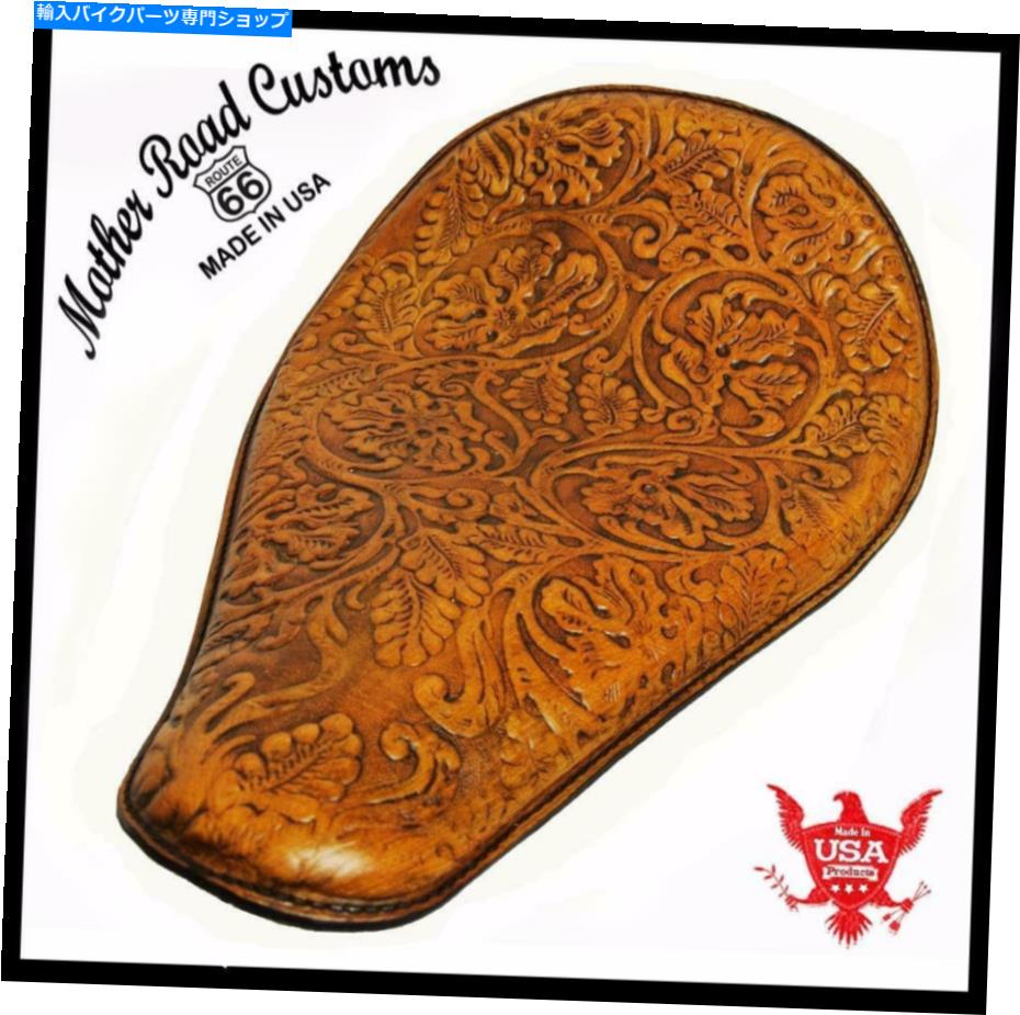 シート スプリングソロシートチョッパーボバーハーレーソフト11X16アリタータンオーク葉革 Spring Solo Seat Chopper Bobber Harley Softail 11x16 Ant Tan Oak Leaf Leather【並行輸入品】