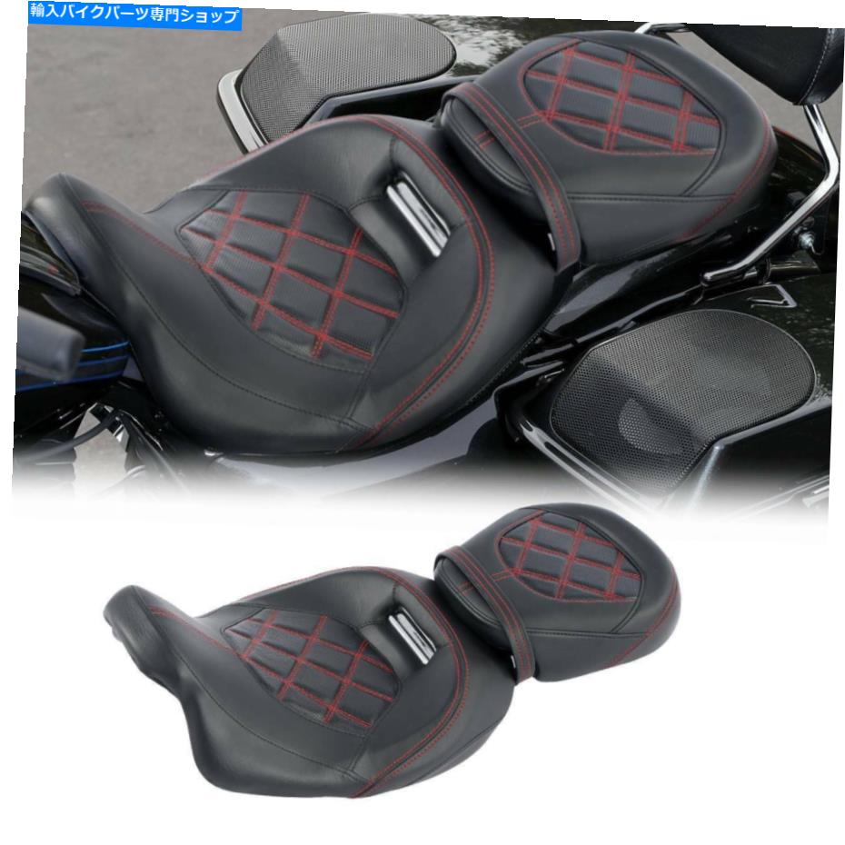 シート ハーレーツーリングストリートグライド09-21 20のための赤いステッチドライバーの助手席フィット Red Stitching Driver Passenger Seat Fit For Harley Touring Street Glide 09-21 20【並行輸入品】