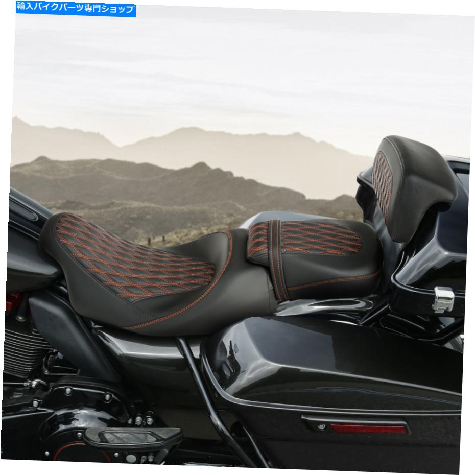 シート PUレザーライダードライバー旅客席背もたれの距離フィットハーレーロードグライド14-21 PU Leather Rider Driver Passenger Seat Backrest Fit For Harley Road Glide 14-21【並行輸入品】