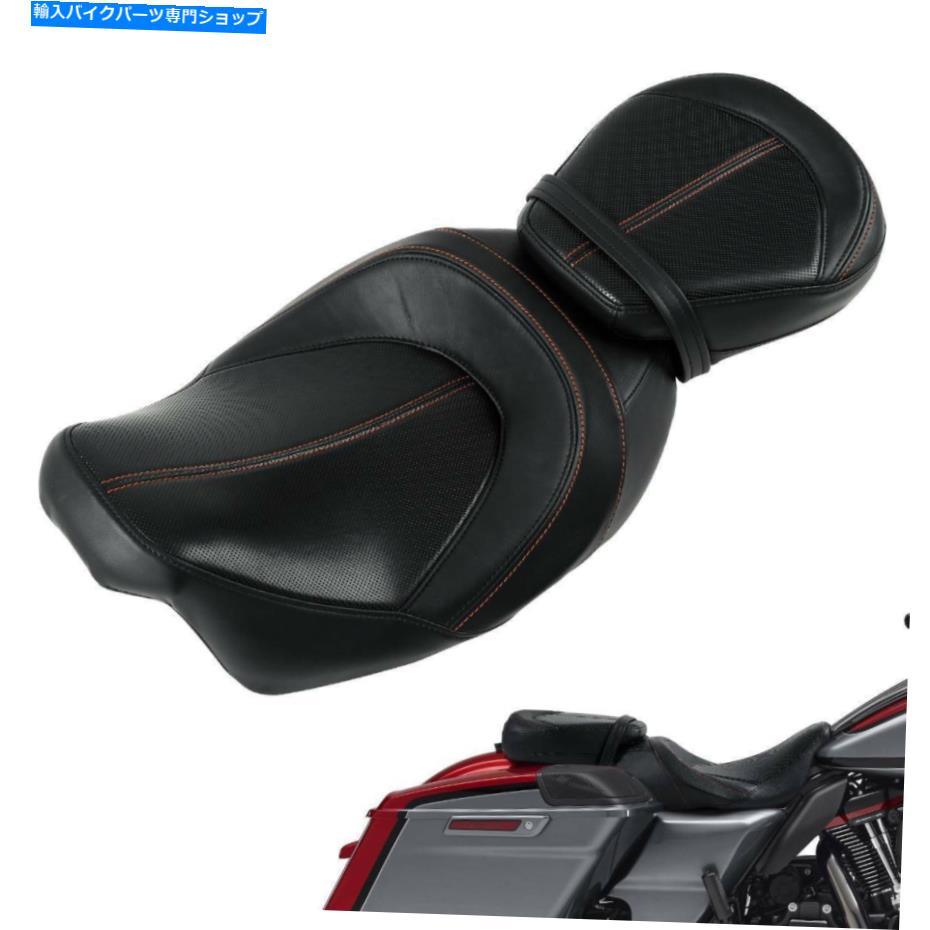 シート ハーレーツーリングロードキンググライド09-21のためのブラックドライバー旅客ピリオンシートフィット Black Driver Passenger Pillion Seat Fit For Harley Touring Road King Glide 09-21【並行輸入品】