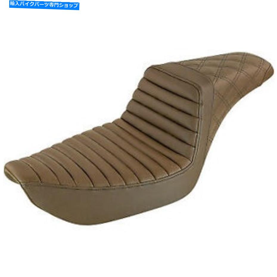 シート Saddlemenステップアップシートタックとロール/ラティス/格子ステッチ茶色 Saddlemen Step Up Seat Tuck and Roll/Lattice Stitched Brown for Dyna【並行輸入品】