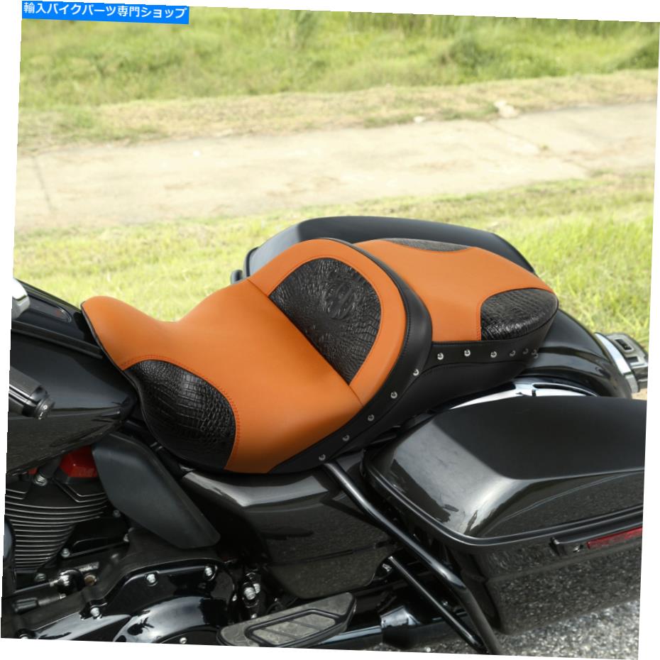 シート ブラックオレンジドライバー助手席フィットハーレーロードストリートグライド2009-2021 Black Orange Driver Passenger Seat Fit For Harley Road Street Glide 2009-2021【並行輸入品】