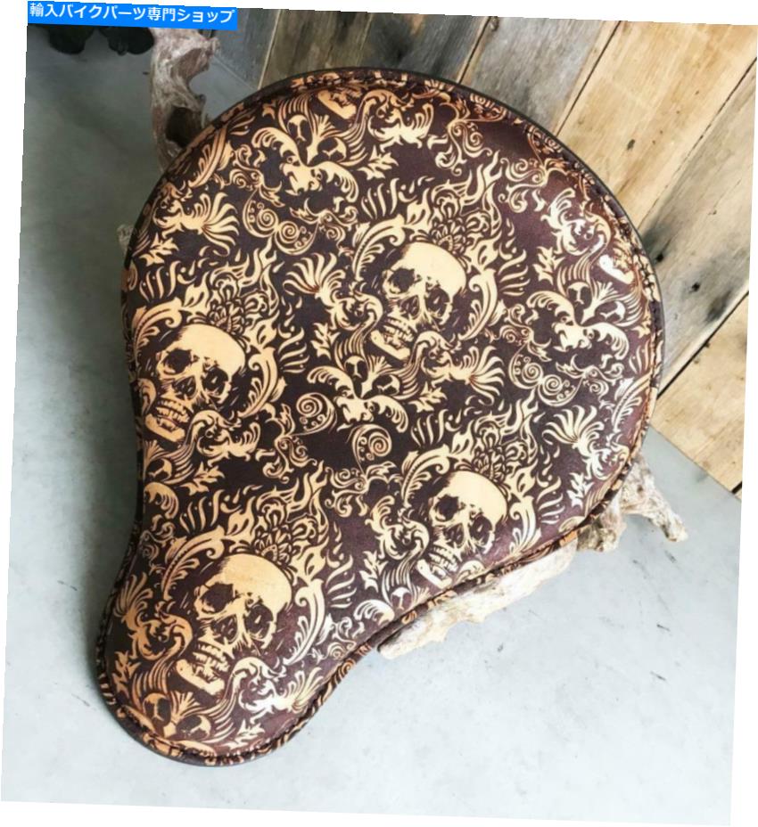 シート スプリングレザーシートチョッパースポーツスターハーレー12x13スクロールスカル刻まれた工具 Spring Leather Seat Chopper Sportster Harley 12x13 Scroll Skull Engraved Tooled【並行輸入品】