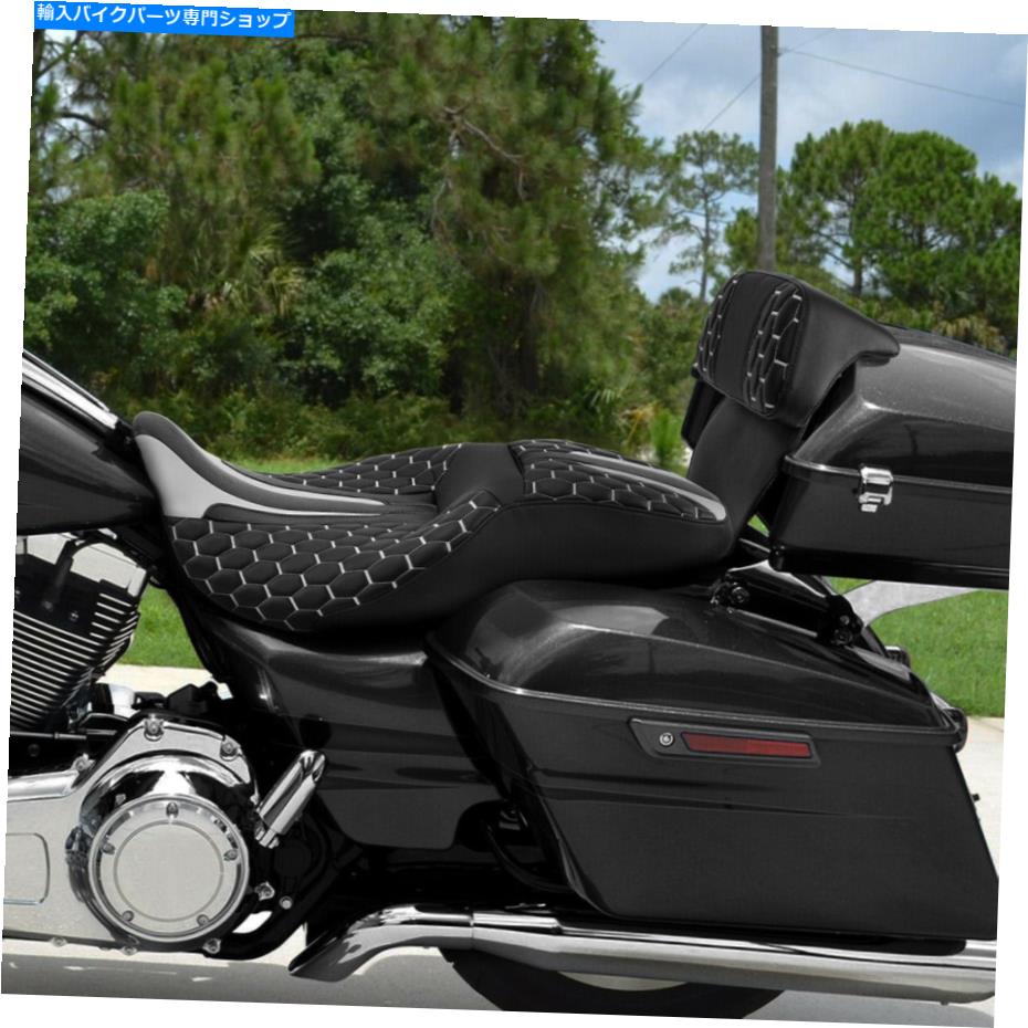 シート ハーレーストリートグライドCVOカスタム14-21のためのバックレストフィット Driver Passenger Seat w/ Backrest Fit For Harley Street Glide CVO Custom 14-21【並行輸入品】