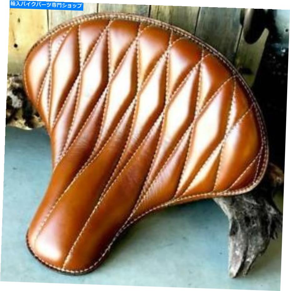 シート スプリングソロトラクターシートチョッパースカウトボーバーハーレー15x14タンダイヤモンドレザー Spring Solo Tractor Seat Chopper Scout Bobber Harley 15x14 Tan Diamond Leather【並行輸入品】