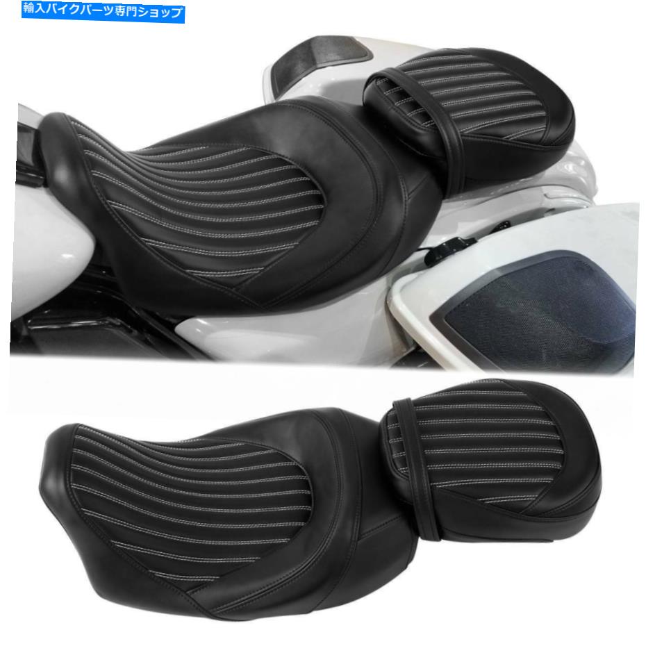 シート ホワイトステッチドライバの助手席フィットハーレーロードストリートグライド09-21 16 White Stitching Driver Passenger Seat Fit For Harley Road Street Glide 09-21 16【並行輸入品】