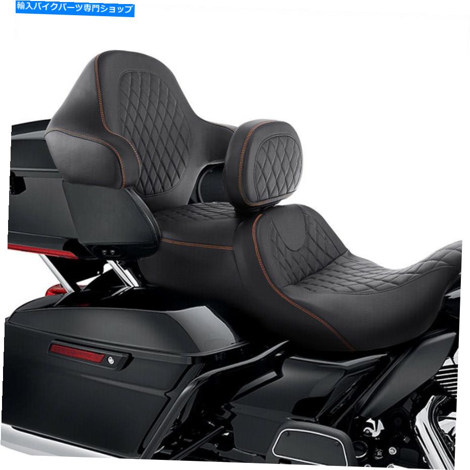 シート ハーレーツアー - パックストリートグライド14-21のためのドライバー旅客座席＆背もたれパッドフィット Driver Passenger Seat & Backrest Pad Fit For Harley Tour-Pak Street Glide 14-21【並行輸入品】