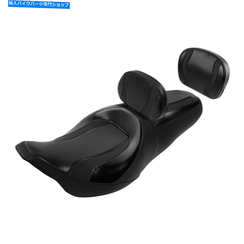 シート ハーレーロードストリートグライド09-21のためのバックレストフィットの黒いドライバの助手席 Black Driver Passenger Seat w/ Backrest Fit For Harley Road Street Glide 09-21【並行輸入品】