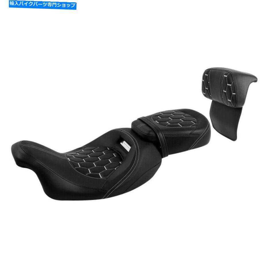 シート ハーレーツーリンググライド2014-2021ブラックのためのドライバー＆助手席座席 Driver & Passenger Seat w/ Backrest Fit For Harley Touring Glide 2014-2021 Black【並行輸入品】