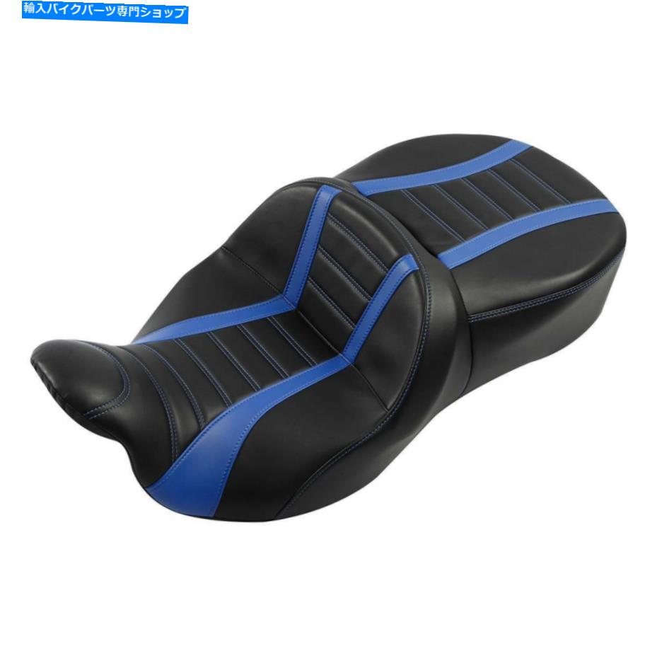 シート ブラックブルードライバーの助手席の2つのアップフィットハーレーツーリングロードキング09-21 Black Blue Driver Passenger Seat Two Up Fit For Harley Touring Road King 09-21【並行輸入品】