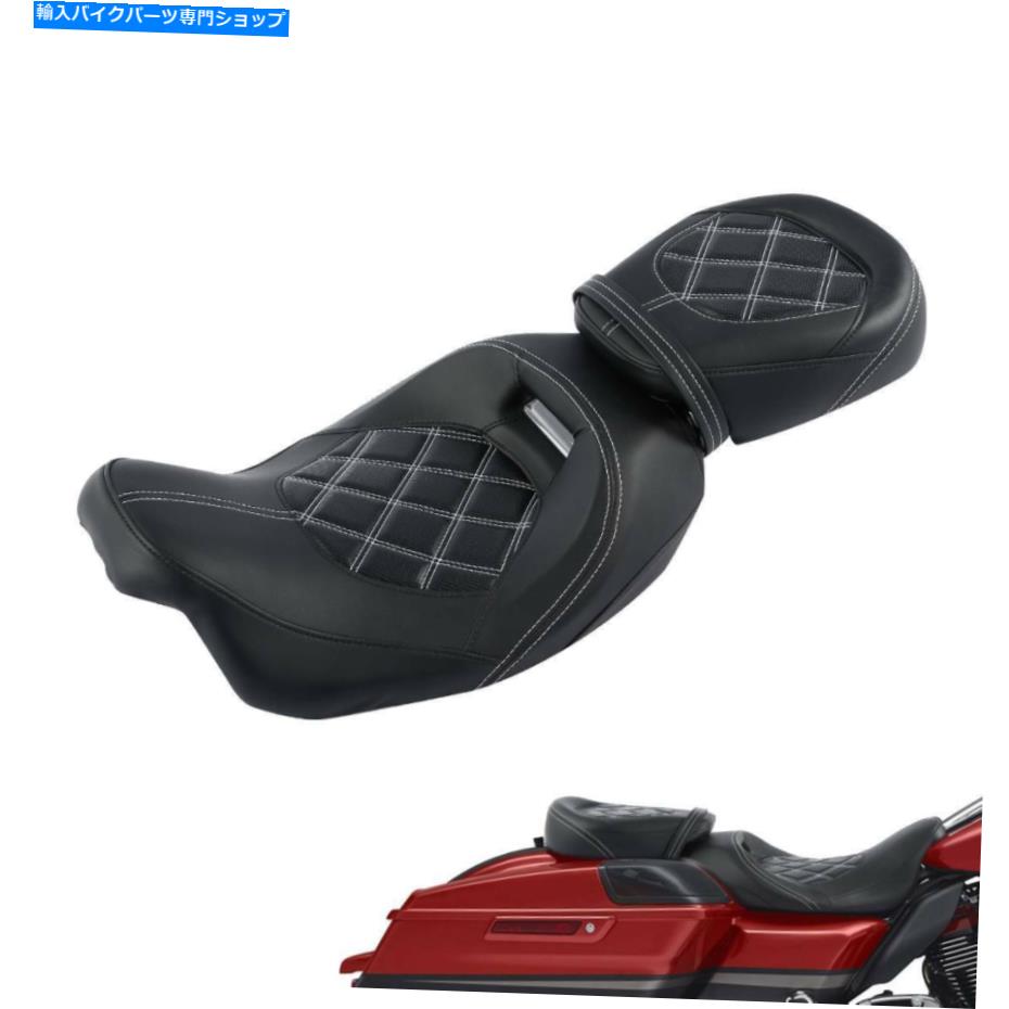 シート ホワイトステッチドライバ旅客席セットフィットハーレーロードグライド09-20 2018 White Stitching Driver Passenger Seat Set Fit For Harley Road Glide 09-20 2018【並行輸入品】