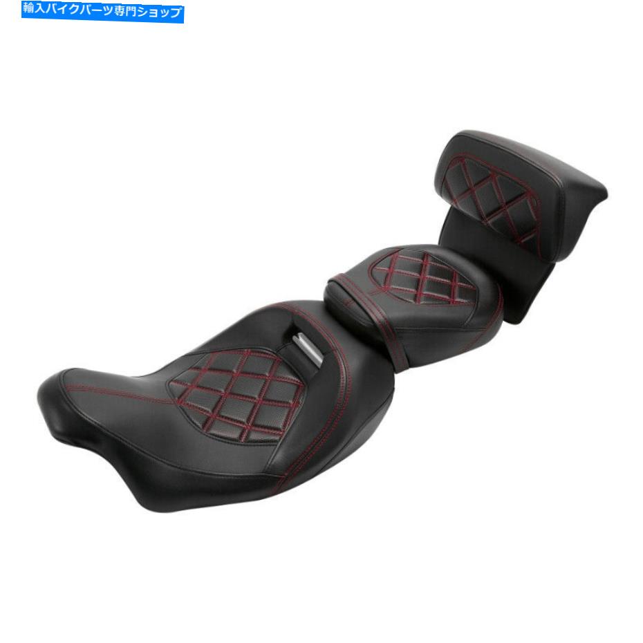 シート ハーレーCVOロードグライド14-21赤いステッチのための運転席旅客席の背もたれフィット Driver Passenger Seat Backrest Fit For Harley CVO Road Glide 14-21 Red Stitching【並行輸入品】