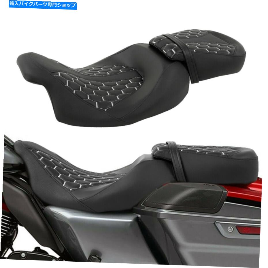 シート PUレザーライダードライバー＆旅客席フィットハーレーツーリングロードグライド09-21 PU Leather Rider Driver & Passenger Seat Fit For Harley Touring Road Glide 09-21【並行輸入品】