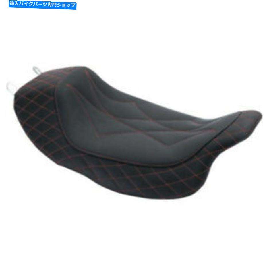 シート マスタングブラックリバエジャーニーソロシートレッドダイヤモンドステッチハーレー08-20ツーリング Mustang Black Revere Journey Solo Seat Red Diamond Stitch Harley 08-20 Touring【並行輸入品】 - 商品メイン画像