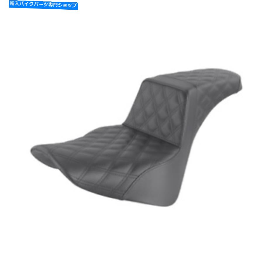 シート サドルメンの昇温席のハーレーソフト - ブラックラティスステッチ - 818-33-175 Saddlemen Step-Up Seat for Harley Softails - Black-Lattice Stitched - 818-33-175【並行輸入品】