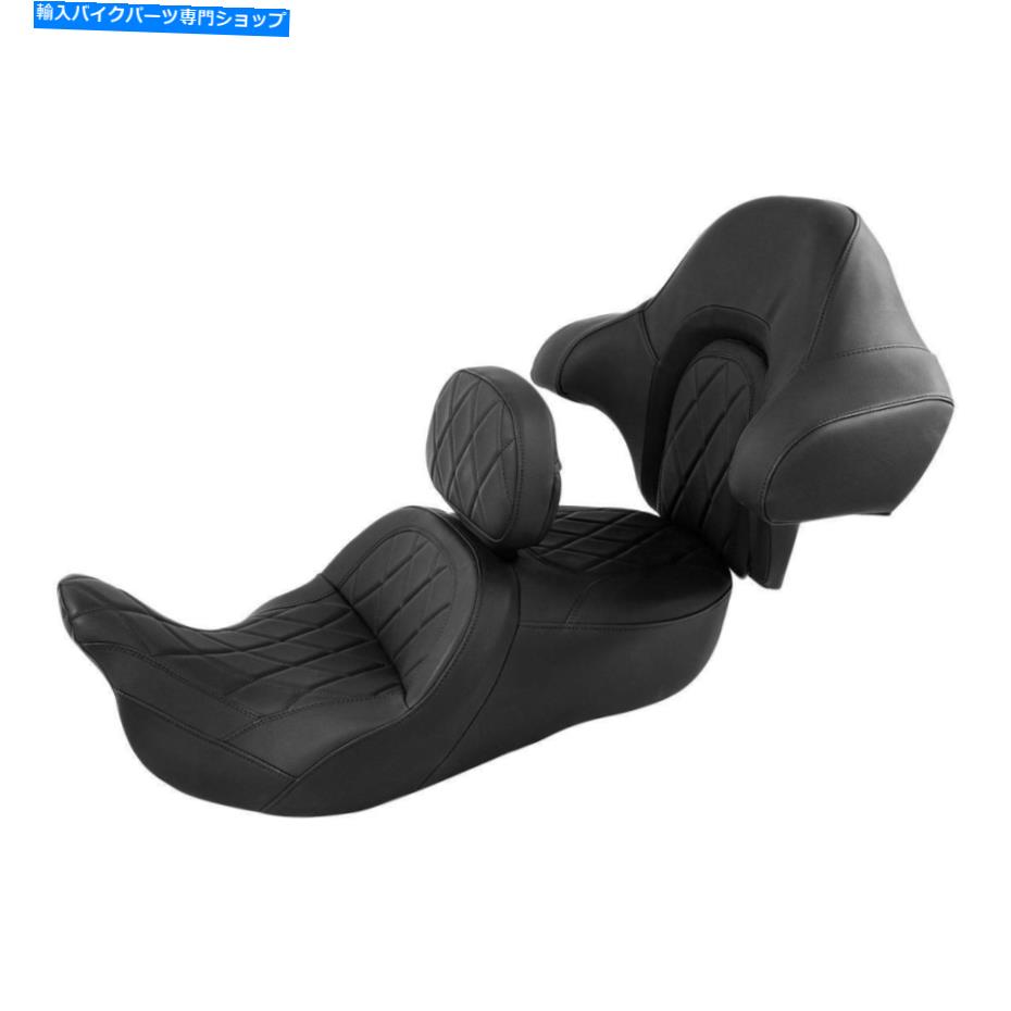 シート ブラックドライバーの助手席＆背もたれパッドセットハーレーロードキング2014-2021 16 Black Driver Passenger Seat & Backrest Pad set For Harley Road King 2014-2021 16【並行輸入品】