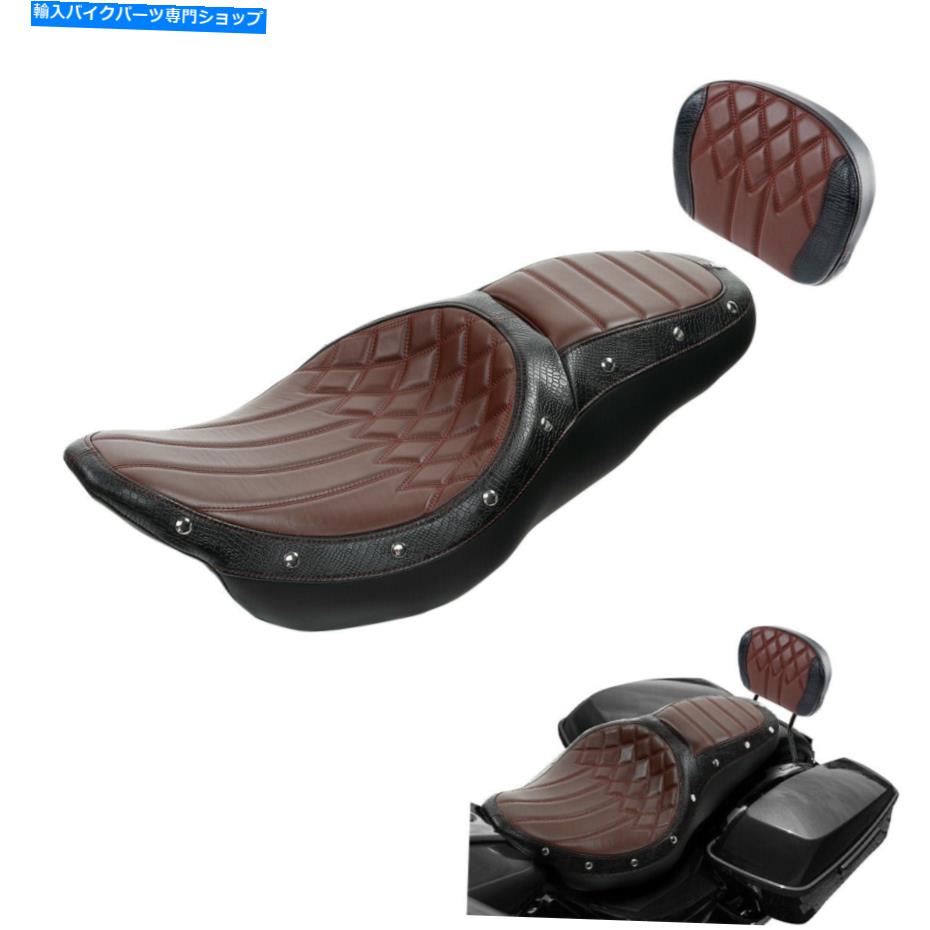 シート ブラウンブラックドライバーの助手席シート背もたれパッドフィットハーレーツーリング2009-2021 Brown Black Driver Passenger Seat Backrest Pad Fit For Harley Touring 2009-2021【並行輸入品】