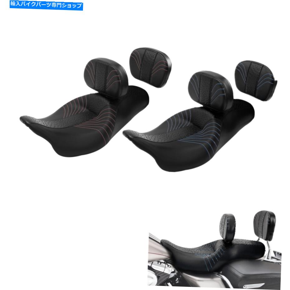 シート ハーレーツーリングCVO Limited Road King 09+のためのライダーの助手席＆背もたれのフィット Rider Passenger Seat & Backrest Fit For Harley Touring CVO Limited Road King 09+【並行輸入品】