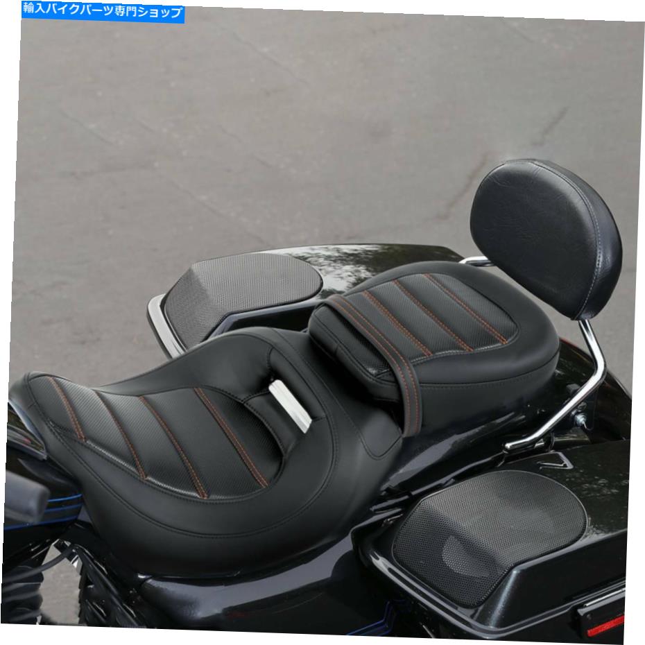 シート オレンジステッチドライバー旅客席フィットハーレーロードキングフリル09-21 17 Orange Stitching Driver Passenger Seat Fit For Harley Road King FLHR 09-21 17【並行輸入品】