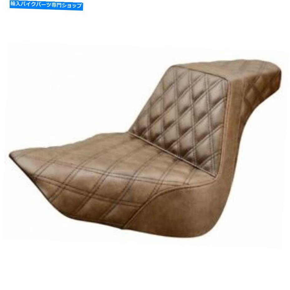 シート ハーレーソフテイル - ブラウン格子ステッチ - 818-31-175BR Saddlemen StepUp Seat for Harley Softail - Brown-Lattice Stitched - 818-31-175BR【並行輸入品】