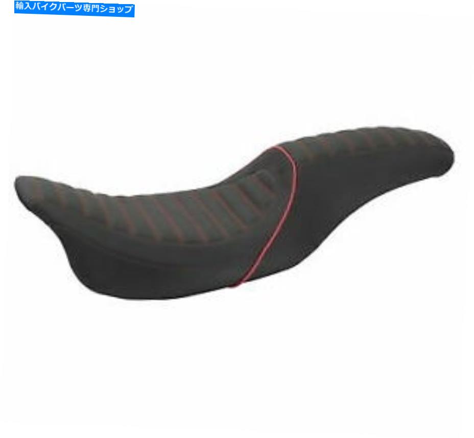 シート マスタングリーバージャーニーブラックチェリーストライプ2アップシートハーレー08-2020ツーリングフルト Mustang Revere Journey Black Cherry Stripe 2-Up Seat Harley 08-2020 touring FLT【並行輸入品】
