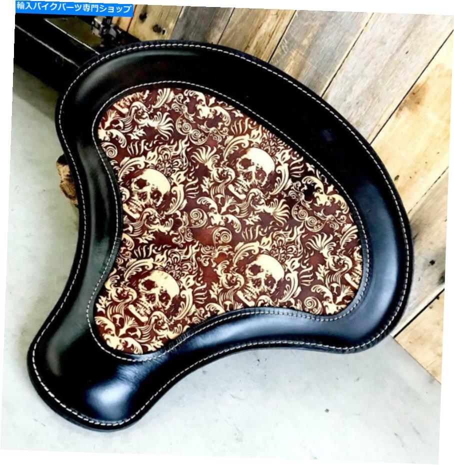 シート スプリングシートチョッパースポーツスターハーレー15x14 "スクロールスカル刻まれたツールレザー Spring Seat Chopper Sportster Harley 15x14" Scroll Skull Engraved Tooled Leather【並行輸入品】|Us Custom Parts Shop USDM