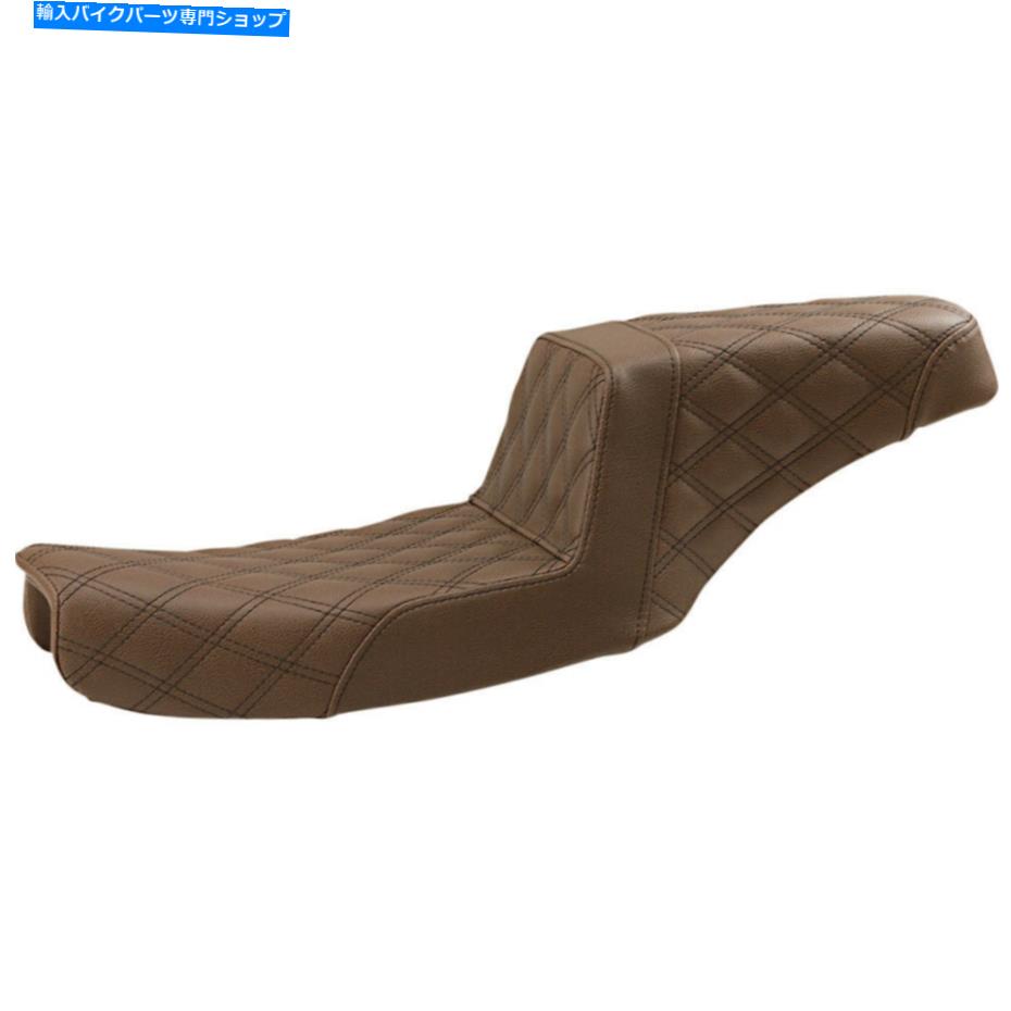 シート Saddlemenステップアップ2アップシート - 格子ステッチ - DYNA（茶色）891-04-175BR Saddlemen Step Up 2-Up Seat - Lattice Stitched - Dyna (Brown) 891-04-175BR【並行輸入品】