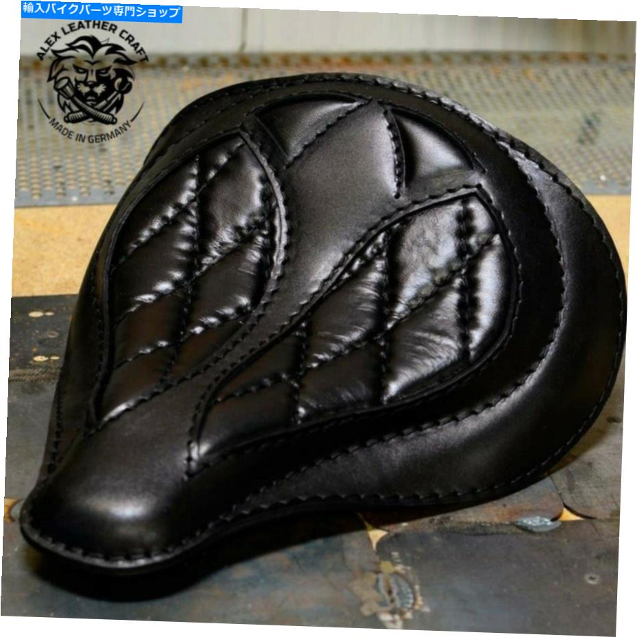 シート ボバーチョッパーカスタムレザーハンドメイドソロシート「スパイダーハンドシュウッドブラックV3」 Bobber Chopper Custom leather handmade Solo Seat \