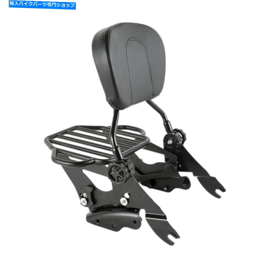 シーシーバー Black Sissy Barバックレストラック+ 4ポイントドッキングキットフィットハーレーツーリング09-13 Black Sissy Bar Backrest Rack + 4 Point Docking Kit Fit For Harley Touring 09-13【並行輸入品】