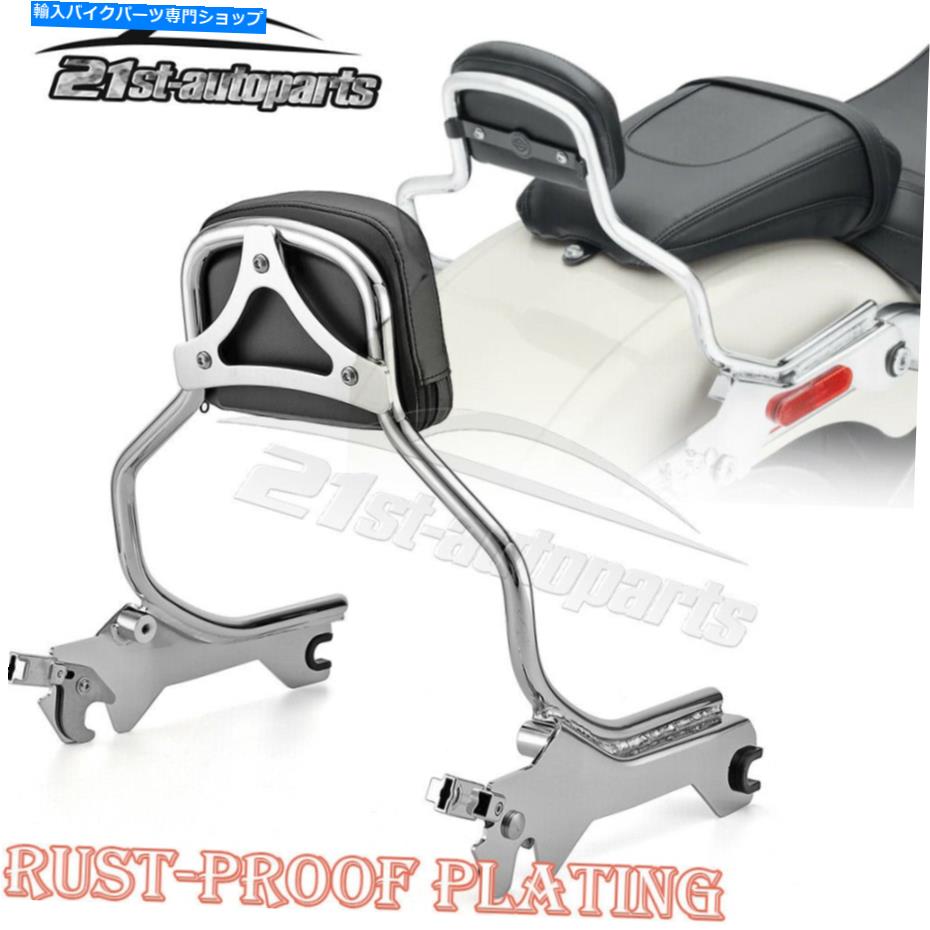 シーシーバー 2018年から2021年ハーレーの太いボーイブレイクアウト Chrome Passenger Sissy Bar PU Pad Backrest For 2018-2021 Harley Fat Boy Breakout【並行輸入品】