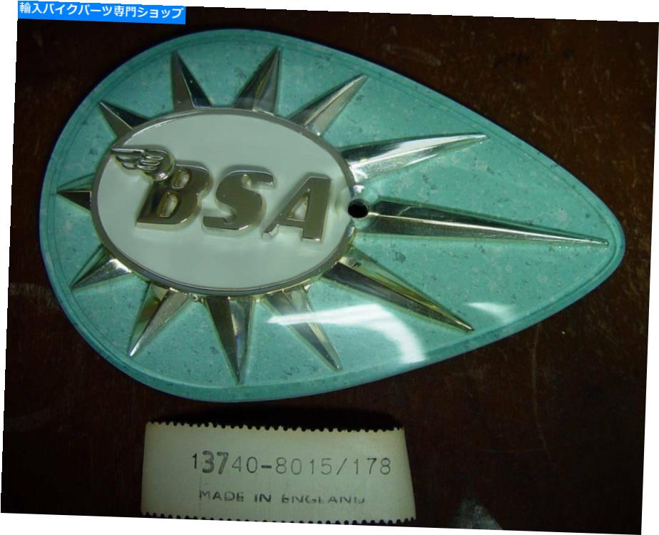 タンク BSA 1958-67 A50、A65ティアドロップゴールド/ホワイトブルー左手タンクバッジ＆ネジ、OEM BSA 1958-67 A50, A65 Tear Drop Gold/White BLUE Left Hand TANK BADGE & screw, OEM画像