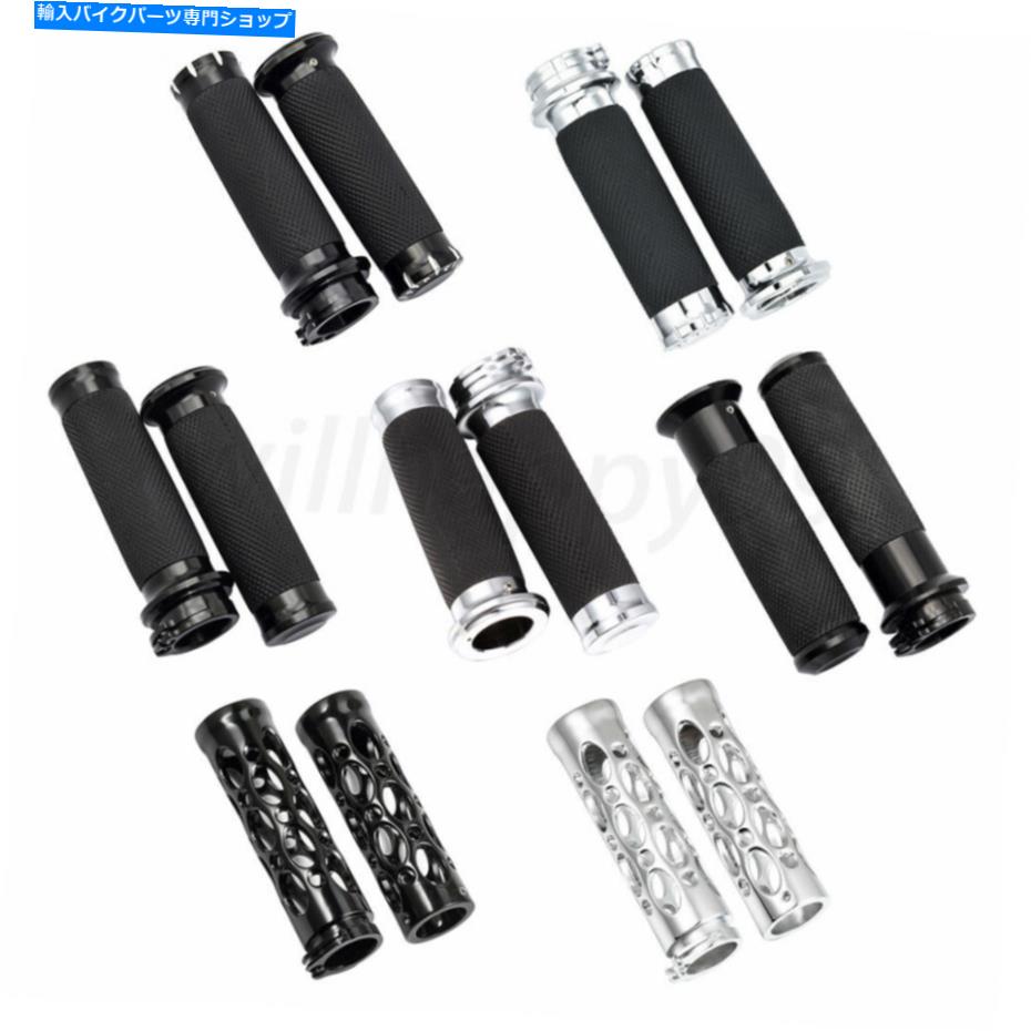 クロームパーツ クロムブラックハンドルバーハンドグリップハーレーツーリングロードストリートグライドのためのフィット Chrome Black Handle Bar Hand Grips Fit for Harley Touring Road Street Glide【並行輸入品】