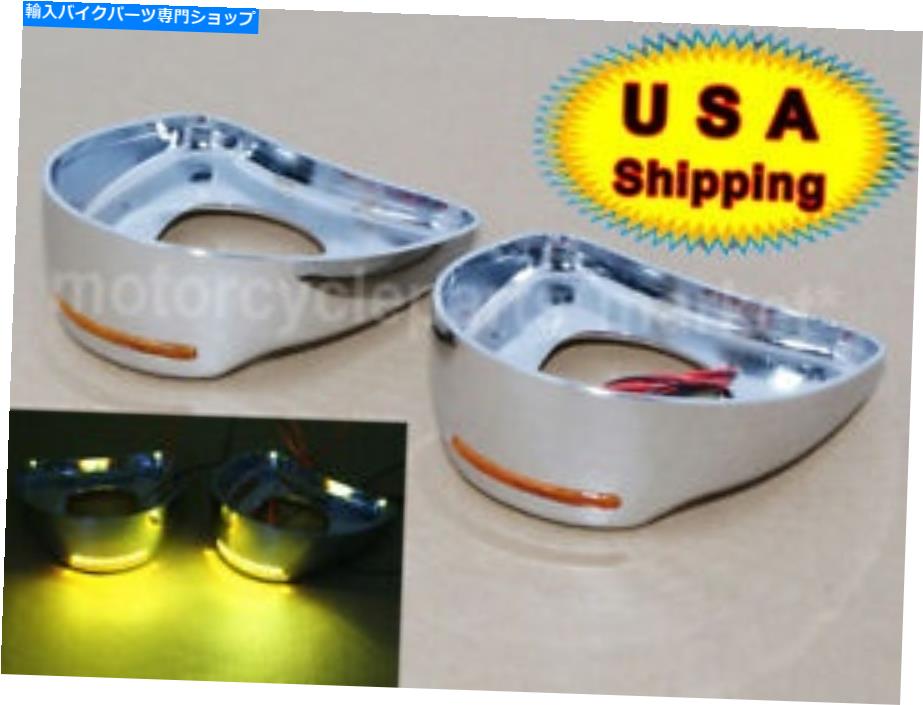クロームパーツ Chrome ABSフェアリングマウントミラー琥珀色LEDライトカバーフィットハーリーFLHX / T Chrome ABS Fairing Mount Mirrors Amber LED Lights Cover Fit For Harley FLHX / T【並行輸入品】|Us Custom Parts Shop USDM