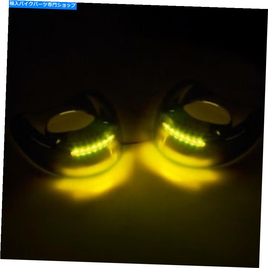 クロームパーツ フェアリングマウントミラーカバーキャップイエローLEDライトフィットハーレーツーリング1996-2013 Fairing Mount Mirror Cover Cap Yellow LED Light Fit For Harley Touring 1996-2013【並行輸入品】|Us Custom Parts Shop USDM