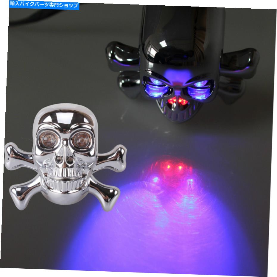 クロームパーツ 2倍オートバイクロームスカルターンシグナルテールLED赤青リアインジケーターライト 2x Motorcycle Chrome Skull Turn Signal Tail LED Red Blue Rear Indicator Light【並行輸入品】|Us Custom Parts Shop USDM