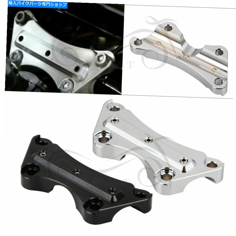 クロームパーツ クロム＆ブラックハンドルバーライザートップクランプ用ハーレーロードキングクラシックEFI FLHRCI Chrome&Black Handlebar Riser Top Clamp For Harley Road King Classic EFI FLHRCI【並行輸入品】
