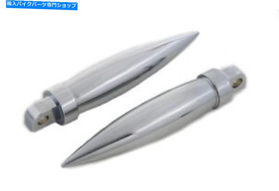 クロームパーツ V-TWIN 27-0731 - クロムロングトーピュドースタイルフットペッグセット V-Twin 27-0731 - Chrome Long Torpedo Style Footpeg Set【並行輸入品】