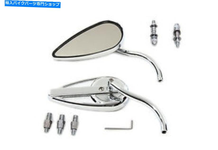 クロームパーツ ビレットロングステムクロームビッグツインXL 1965アップ Tear Drop Mirror Set with Billet Long Stems Chrome Big Twin XL 1965-UP【並行輸入品】