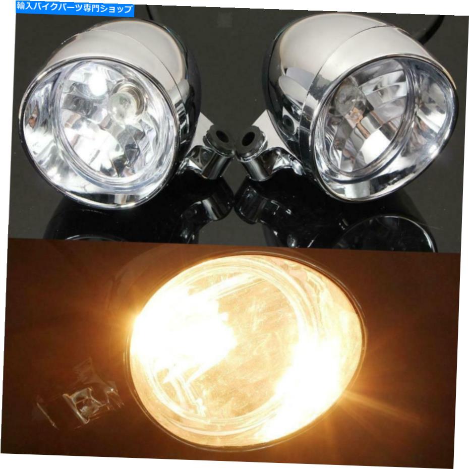 クロームパーツ ハーレーのための2pcs 4 ''クロムオートバイの弾丸フロントヘッドライトフォグランプランプ 2Pcs 4'' Chrome Motorcycle Bullet Front Headlight Fog Light Lamp for Harley【並行輸入品】