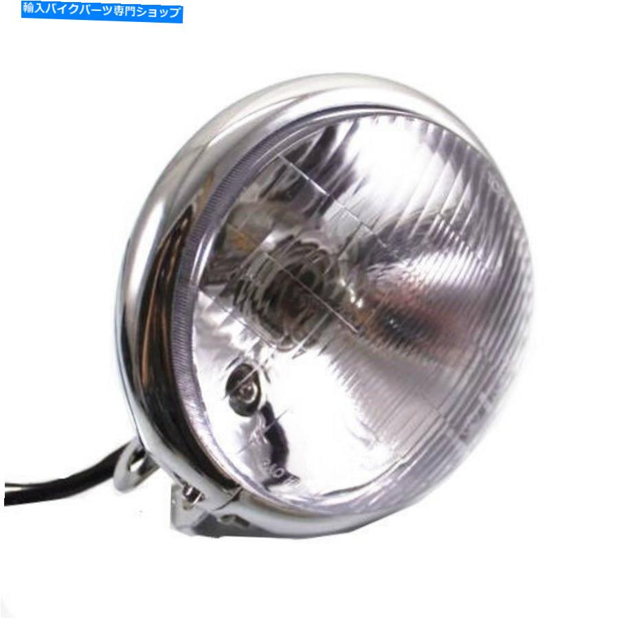 クロームパーツ ホンダスズキヤマハのためのユニバーサルオートバイクロームレトロラウンドヘッドライトランプ Universal Motorcycle Chrome Retro Round Headlight Lamp For Honda Suzuki Yamaha【並行輸入品】