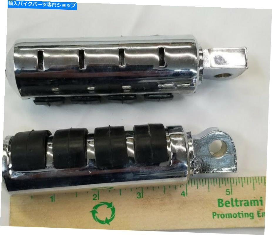 クロームパーツ クロームリブベッドレール足PEGセットW /グリップハーレーソフトダイナスポーツスターXLカスタム Chrome Ribbed Rail Foot Peg Set w/ Grips Harley Softail Dyna Sportster XL Custom【並行輸入品】
