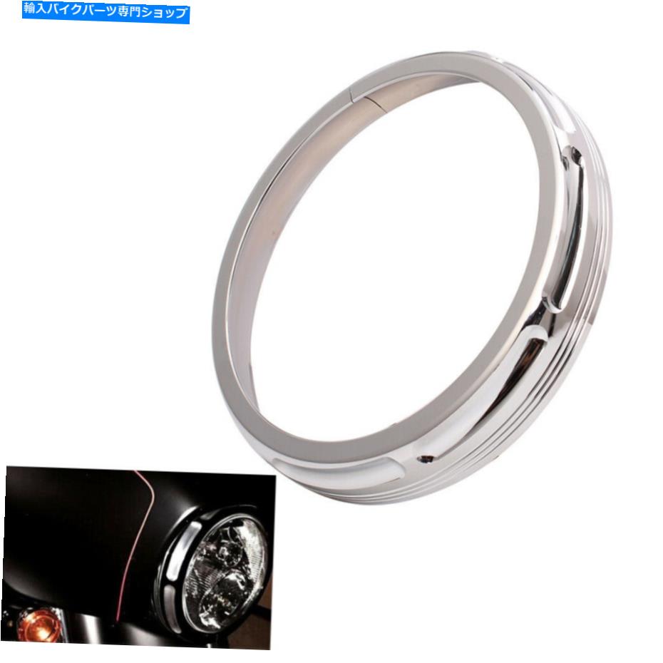 クロームパーツ Chrome 7 ''インチライトフレームビレットアルミニウムバーストヘッドライトトリムリングランプカバー Chrome 7'' Inch Light Frame Billet Aluminum Burst Headlight Trim Ring Lamp Cover【並行輸入品】