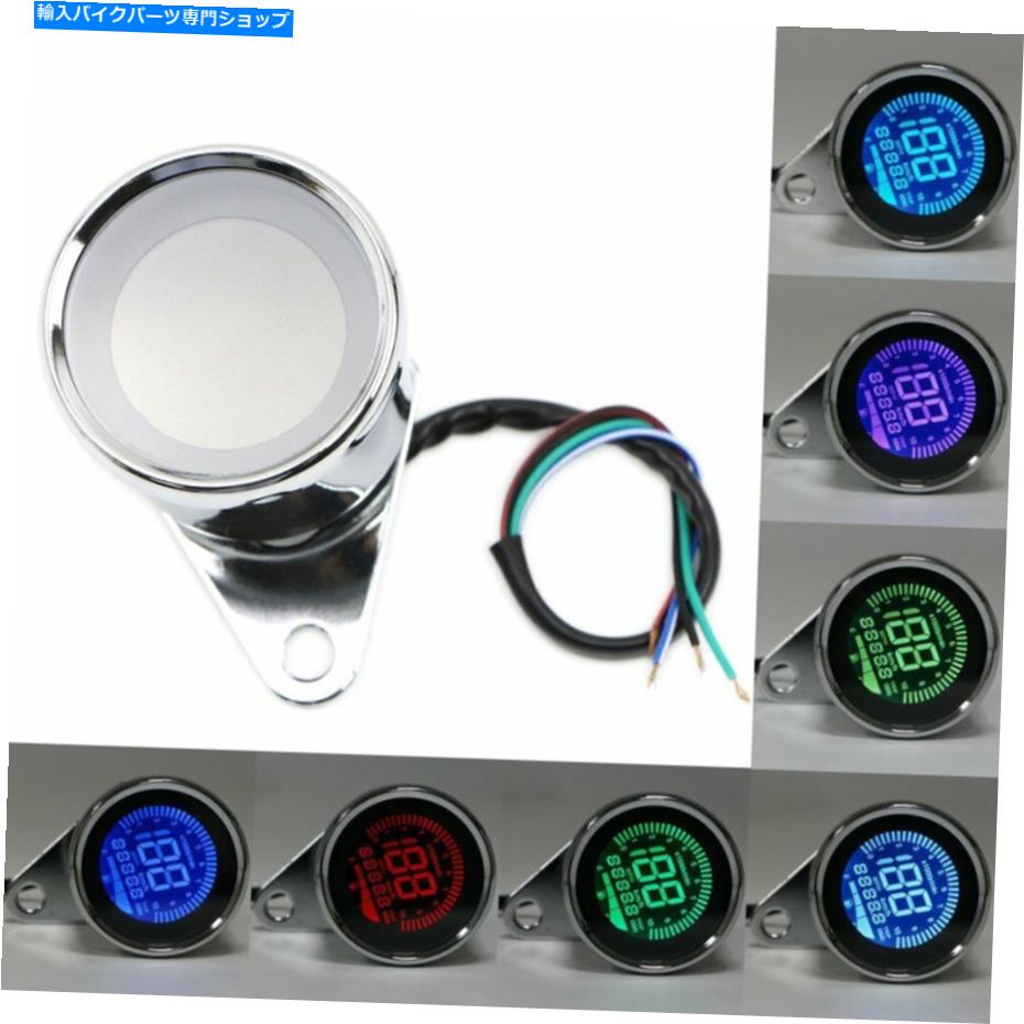 クロームパーツ LCDデジタルオートバイゲージユニバーサルスピードメータータコメーター走行距離計クロム LCD Digital Motorcycle Gauge Universal Speedometer Tachometer Odometer Chrome【並行輸入品】