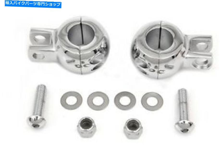 クロームパーツ クロムシートショックマウントクランプセット1インチチューブ Chrome seat shock mount clamp set attaches around 1\