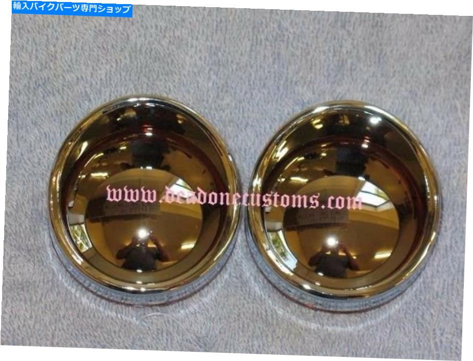 クロームパーツ ビッグドッグオートバイ、信号バイアルキットw / Chrome琥珀色のレンズを回します。 Big Dog Motorcycles, Turn Signal Visor Kit w/Chrome AMBER Lens.【並行輸入品】｜Us Custom Parts Shop USDM