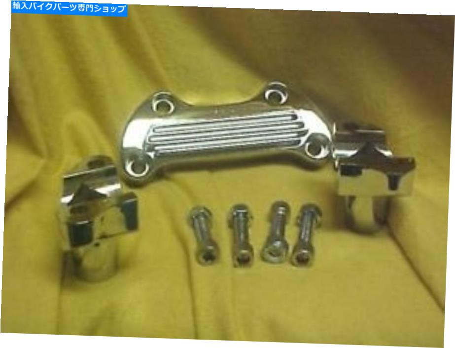 クロームパーツ ハーレー、74-99、クロムハンドルバーライザーキット、トップクランプ、ボルト、株式高さ Harley,74-99, chrome Handle bar riser kit , top clamp, bolts, stock height【並行輸入品】
