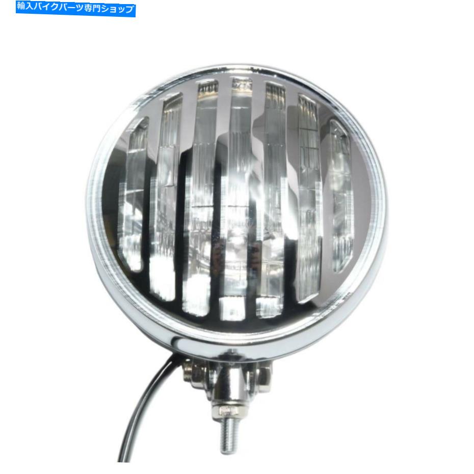 クロームパーツ オートバイクロームクリアグリルラウンド真空フロントヘッドライトHI / LOビームボバー Motorcycle Chrome Clear Grill Round Vacuum Front Headlight Hi/Lo Beam Bobber【並行輸入品】